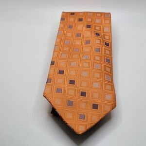 Orange Geometric 100% Silk Men's Tie